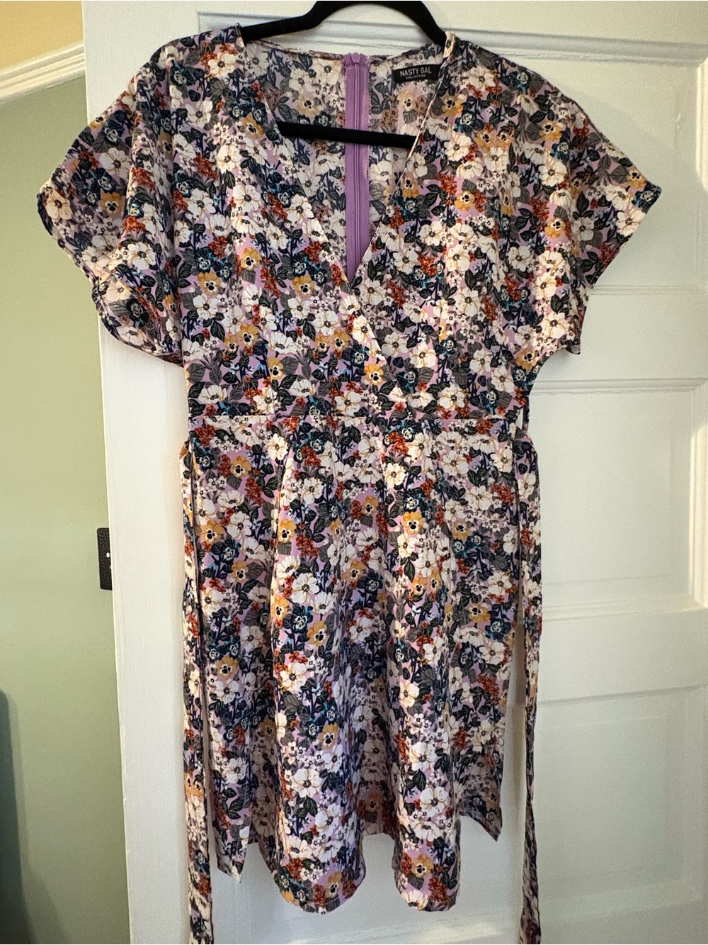 Nasty Gal Lavender Floral Print Wrap Top